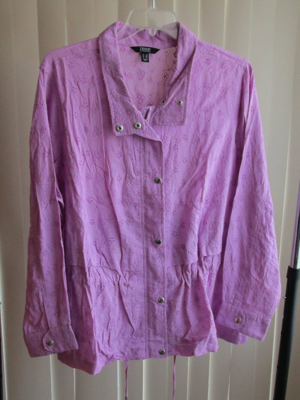 Dennis by Dennis Basso 100% Cotton Jacket woman 2X - light purple eyelet lace